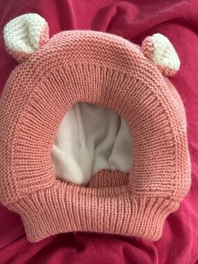 Dogs Knit Bear Hat - Pink Cream